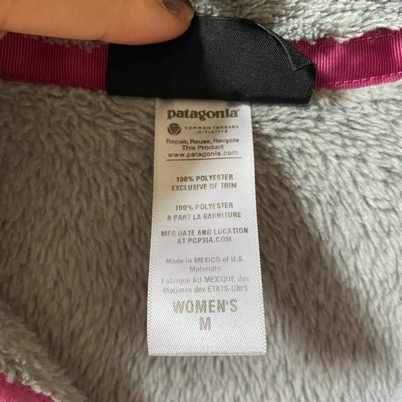 Patagonia Re-Tool Snap-T Gray Pink Pullover Fleece M - Picture 7 of 13
